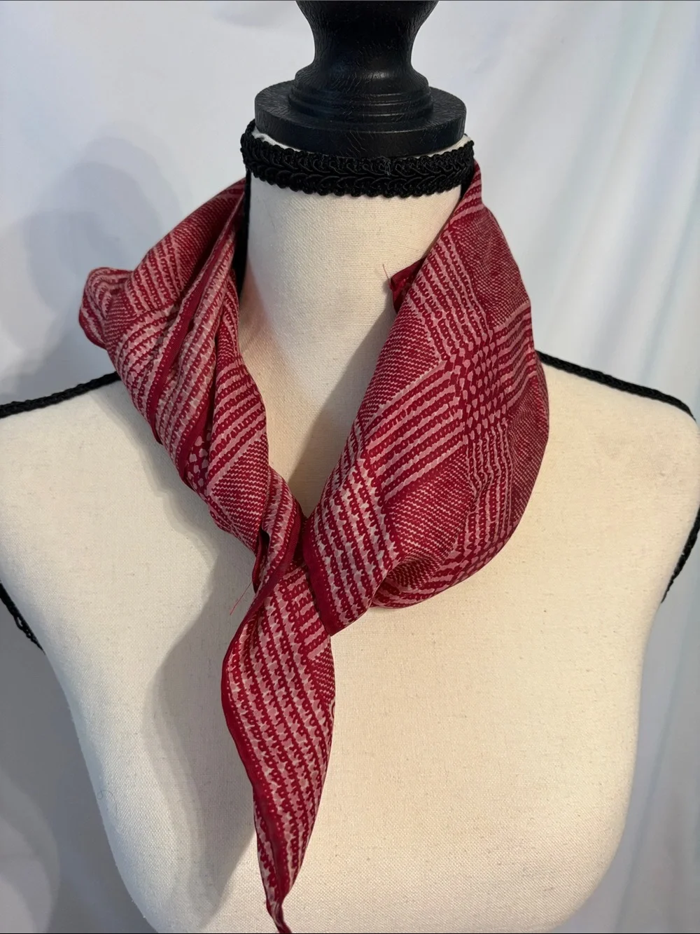 ECHO of New York Red Patterned Lightweight Neck Scarf